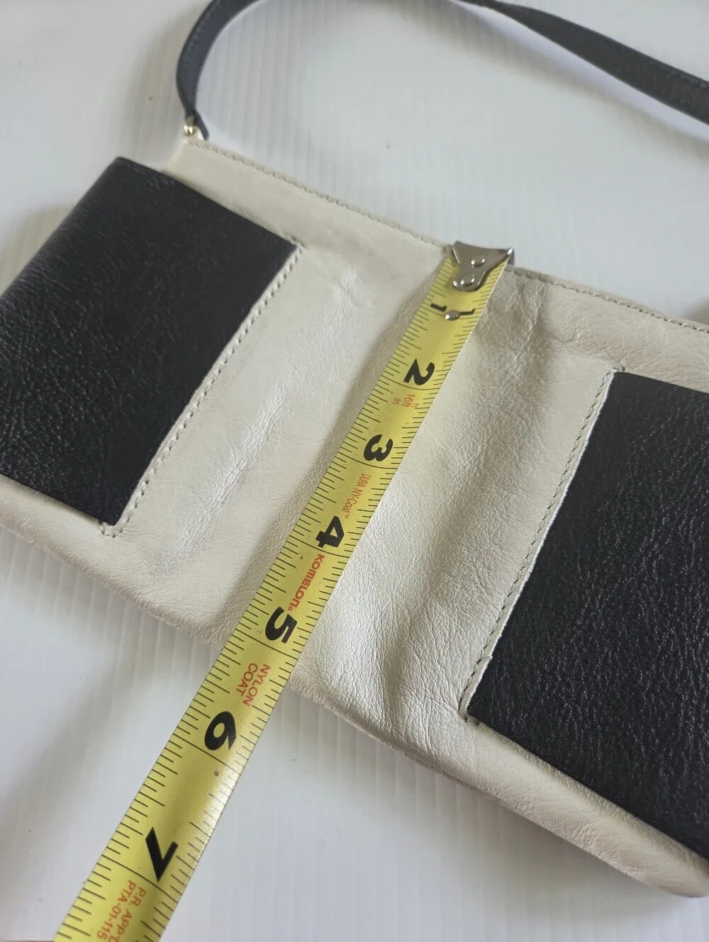Furla Black & White Colorblock Leather Chain Strap Mini Bag Made in Italy